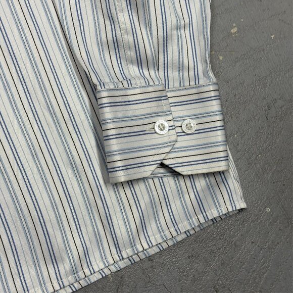 Lacoste Dress Shirt Made in France Striped Cotton Button Down 15 1/2 Medium - Picture 4 of 9